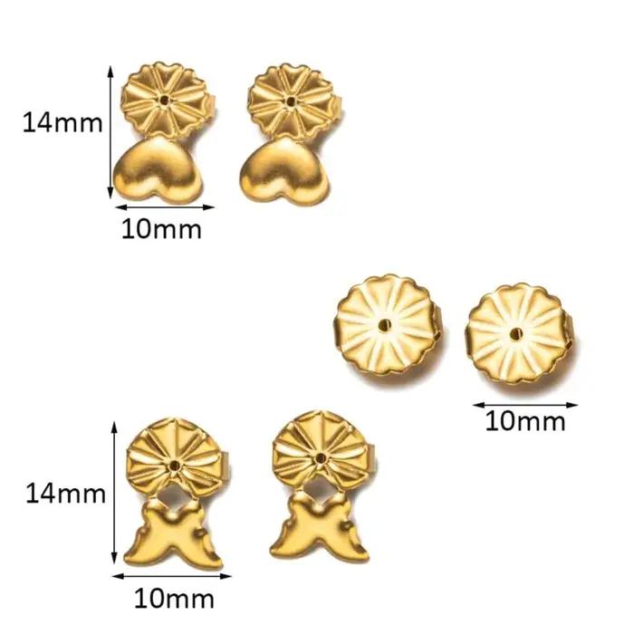 10 paires de boucles d'oreilles en acier inoxydable doré