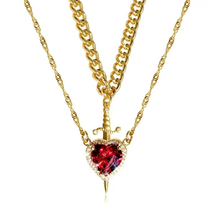 Fleur éternelle cachée bijoux coffret cadeau coeur épée Couple colliers conservation donner des cadeaux pour copines femme femmes couple
