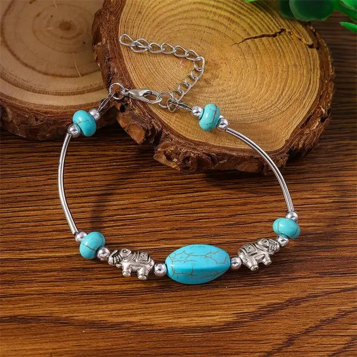 Bohême coloré Turquoise Bracelets pour femme à la main pierre perles Bracelets filles fête vacances