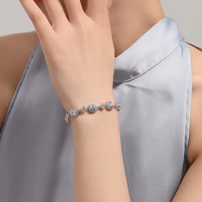 ZAKOL classique géométrique goutte d'eau CZ Bracelet pour femmes mariée magnifique Buling Zircon fête de mariage bijoux