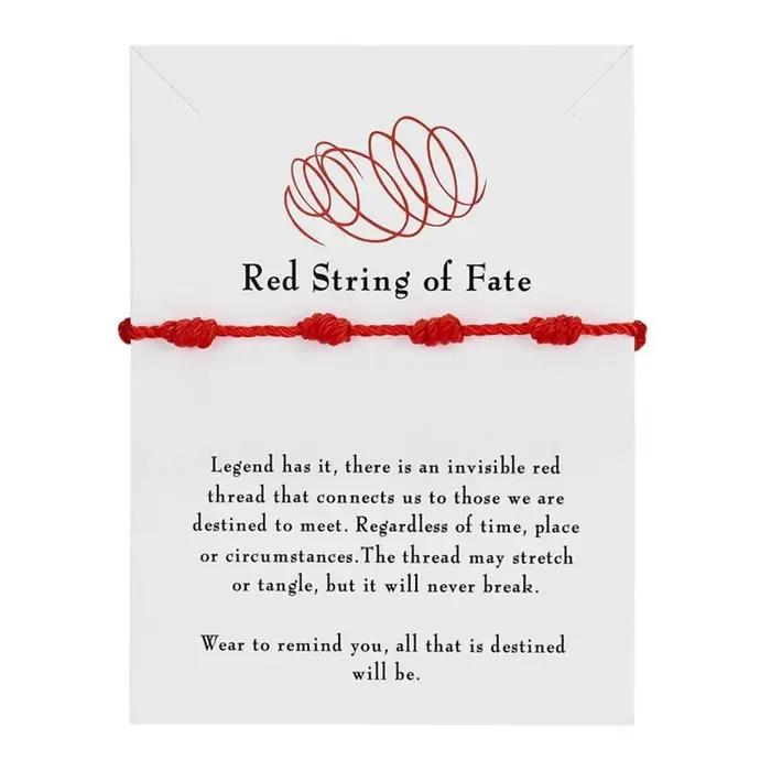 Bracelet à nœud en coton avec chaîne corde pour femmes et hommes, chaîne rouge du destin, symbole d'amitié et de bonheur pour couple