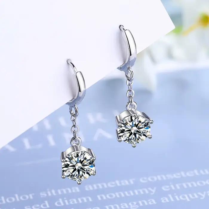 Boucles d'oreilles en argent Sterling 925 pour filles, incrustées de cristaux de Zircon, bijoux Glam