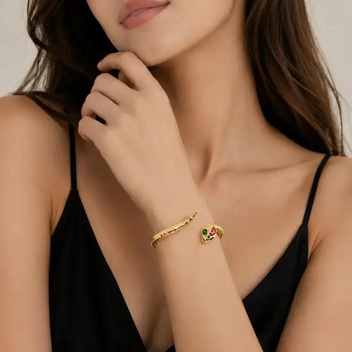 Bracelet serpent doré, cadeau bohémien