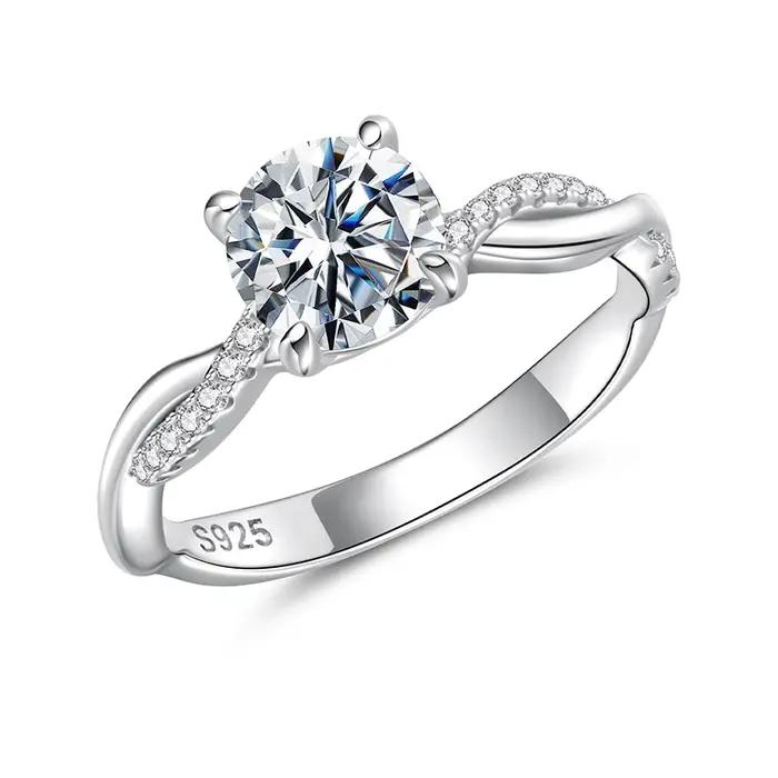Bamoer U – bague Moissanite 1CT en argent Sterling 925, Design incurvé Unique, bagues certifiées pour femmes, bijoux fins