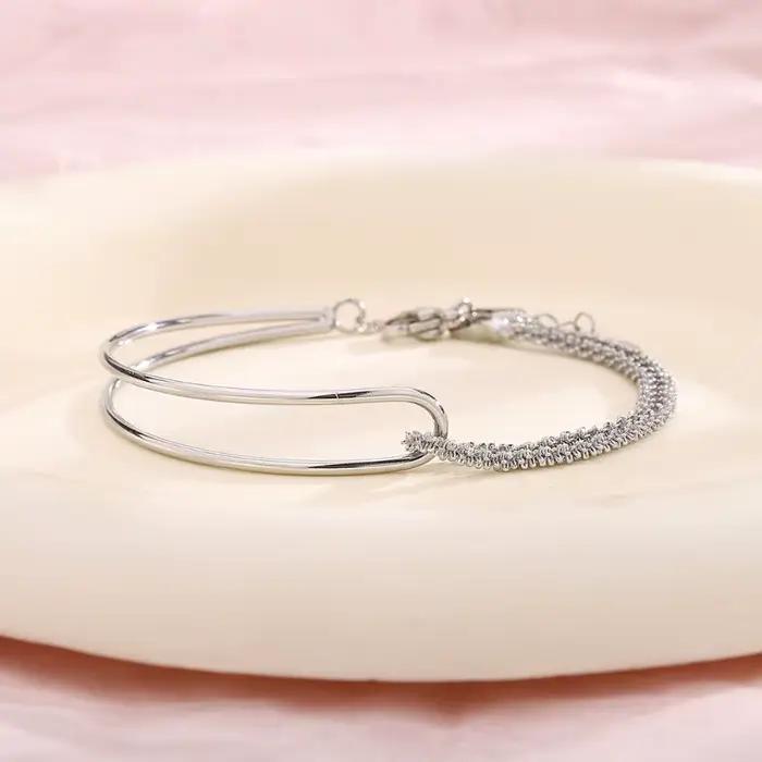 Bracelet en argent sterling 925 avec nœuds entrelacés pour femmes et filles, style vintage minimaliste, chaîne réglable, bijou de fête, cadeau
