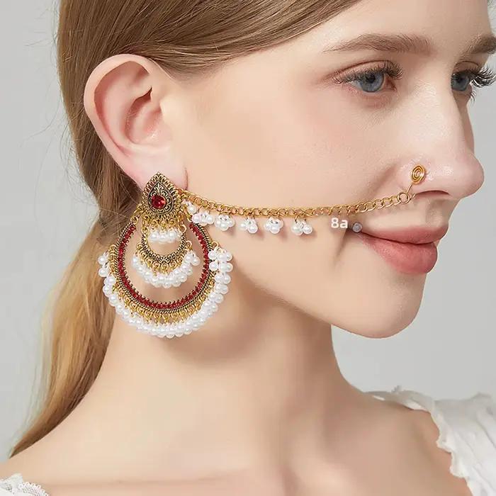 Boucles d'oreilles pendantes à franges fluides, style bohème, ethniques d'Asie du Sud-Est, tendance, avec pampilles, design sensationnel