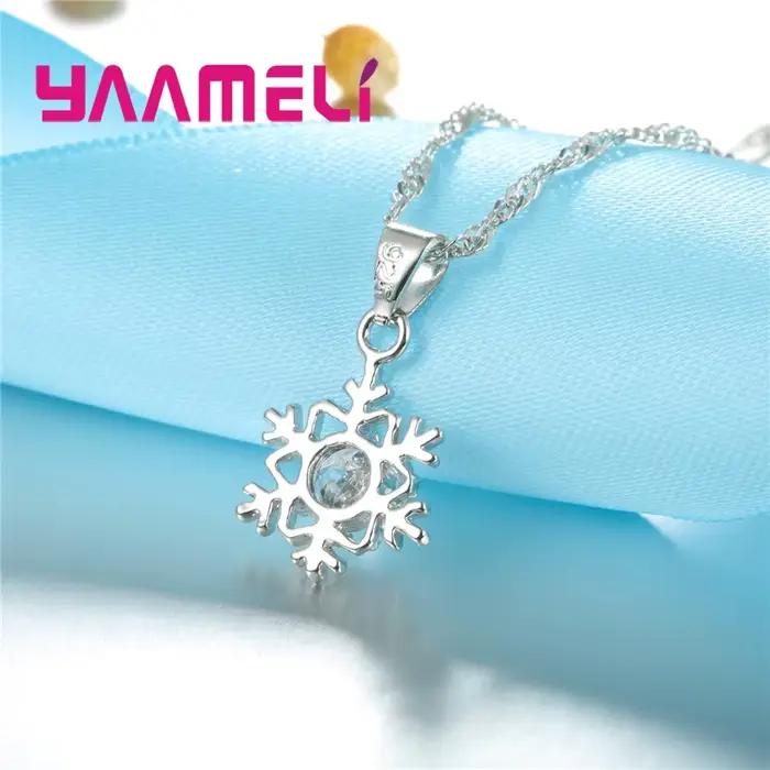 Ensemble de bijoux flocon de neige en argent Sterling 925 pour femmes