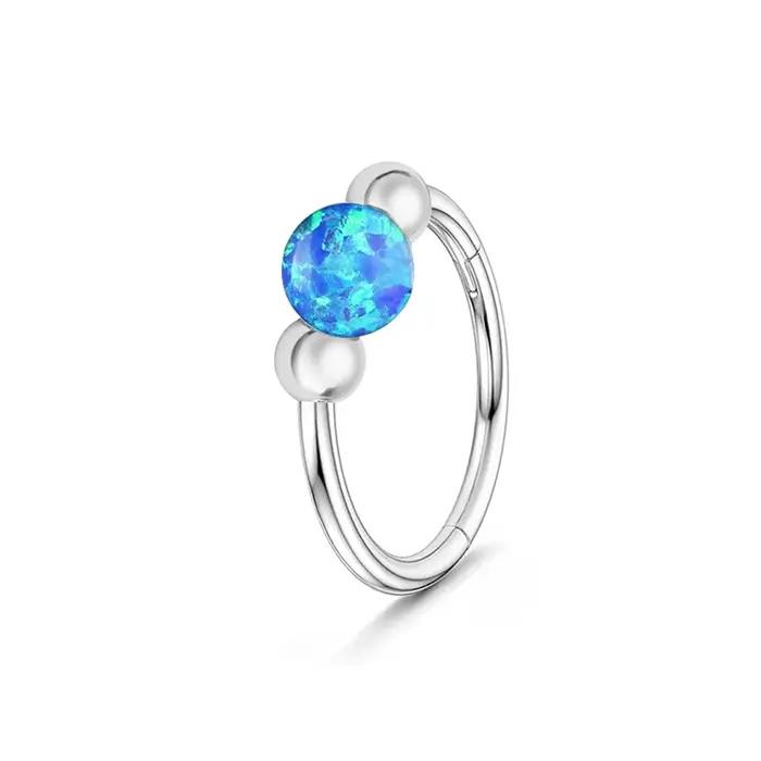 Opale nez anneaux Septum cerceaux Piercings bijoux acier chirurgical femmes 18G articulé Helix Rook