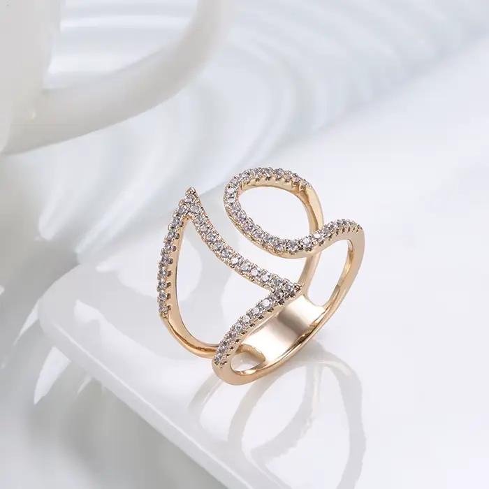 Bague en Zircon Naturel Or Rose pour Femme Occasion Mariage et Événements Formels