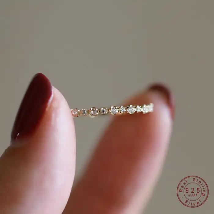 Bague géométrique en argent Sterling 925 plaqué or 14K pour femmes