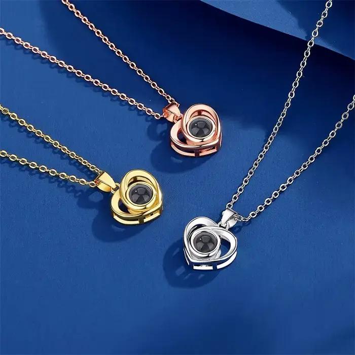 Collier Coeur Personnalisé avec Photo Intérieure Bijou Or Rose Pour Femmes Occasions Spéciales Anniversaire Souvenirs Précieux