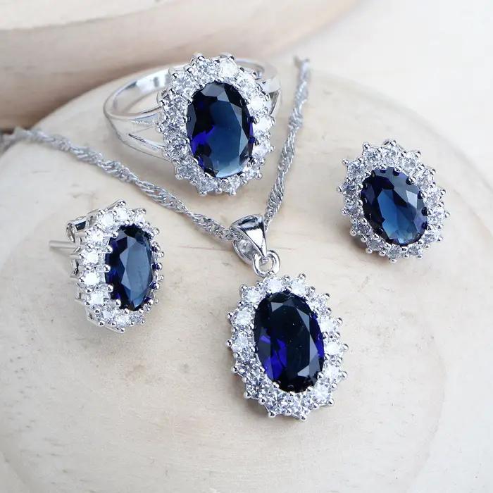 Ensemble de bijoux de mariée en argent 925 pour femmes