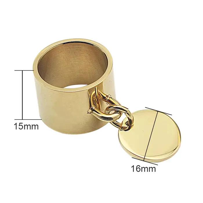 Bagues Laser pour femmes, bijoux à la mode, barre géométrique, couleur or argent, 15mm, acier inoxyd