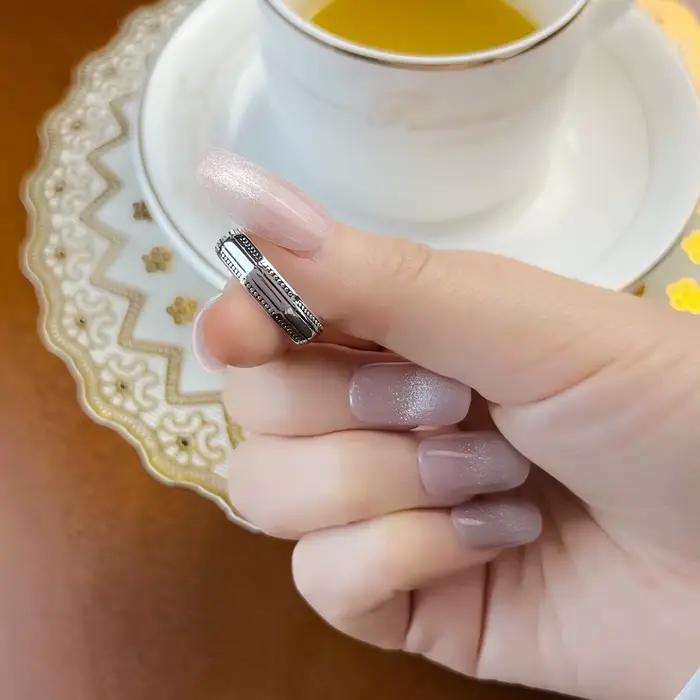 Bague à bande angulaire en forme de neuf coins, bijoux fins ethniques pour femmes et hommes, cadeau d'automne en argent Sterling 925
