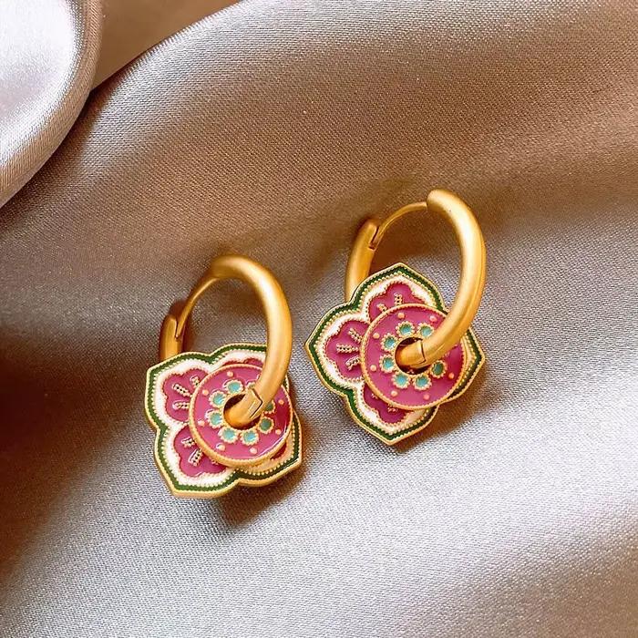 Bijoux Boho modernes, boucles d'oreilles en forme de fleur de couleur de tempérament élégant pour femmes, cadeaux féminins, accessoires d'oreille au Design délicat