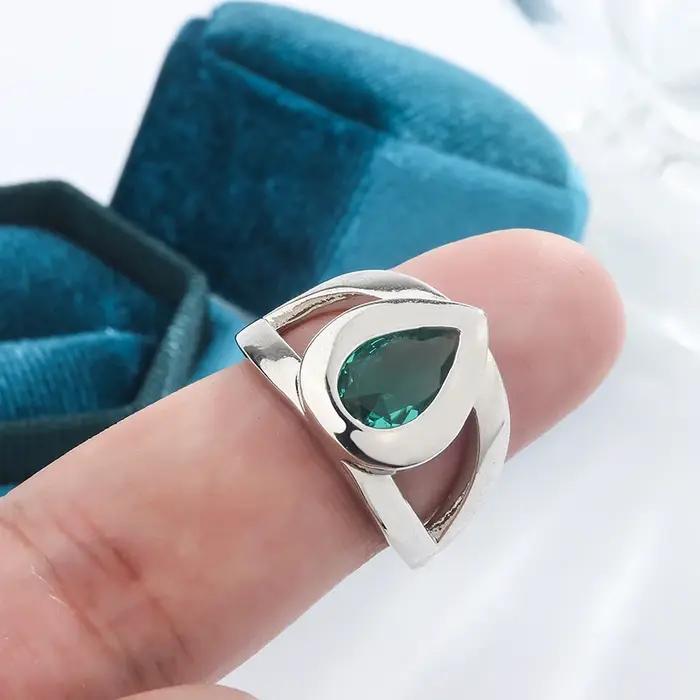 Bague en argent sterling 925 sertie de zircon vert pour femmes, alliance de mariage, bijou de luxe pour occasions formelles