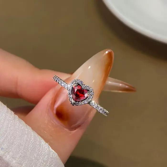 Magnifique bague en forme de cœur d'amour brillant en Zircon pour femmes, fiançailles, mariage, arge