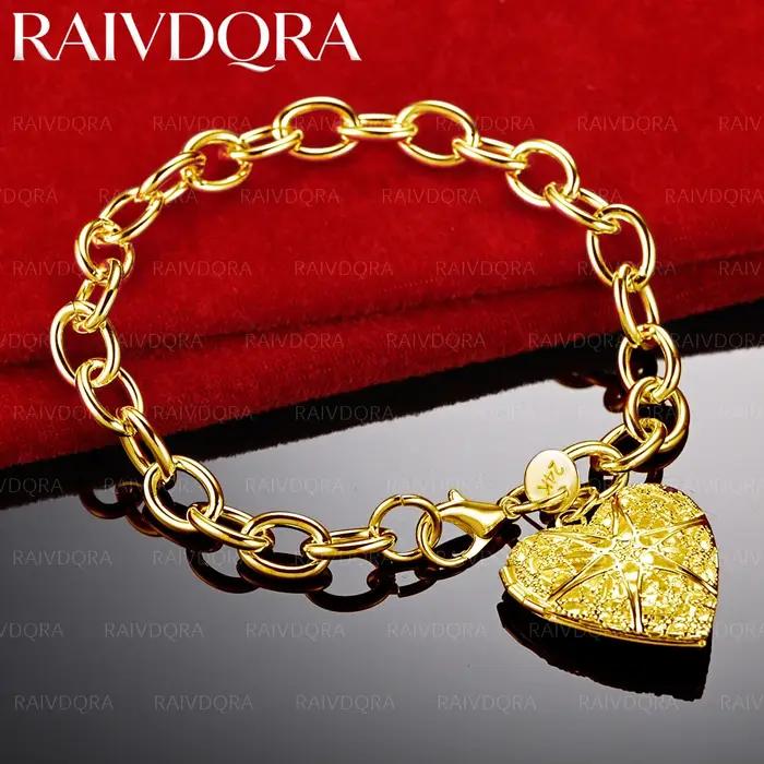Bracelet à chaîne avec pendentif en forme de cœur plaqué or 18 carats pour femmes, bijoux à la mode,