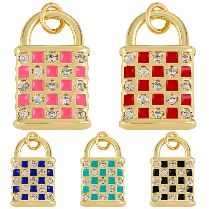 Médaillon en or plaqué avec breloques en émail coloré pour sac à main et fabrication de bijoux personnalisés femmes occasions spéciales