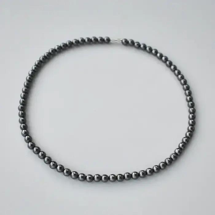 Collier de perles rondes magnétiques en pierre d'hématite pour hommes et femmes, 6mm, thérapie de guérison, bijoux noirs