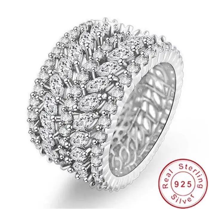 Grande bague creuse de laboratoire en diamant pour femmes, anneau de fiançailles rempli d'or blanc,