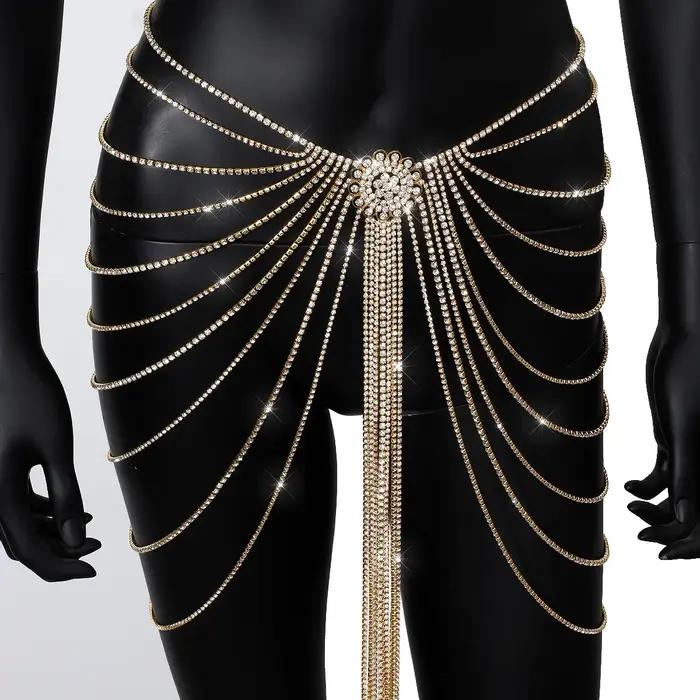 CUIER jupe longue corps chaîne bijoux pour femmes pour fête délicate fleur cristal