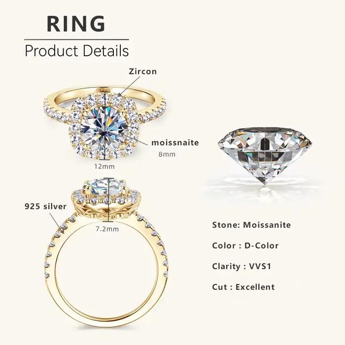 Bague en argent sterling 925 sertie de Moissanite pour femmes, alliance de mariage romantique, bijou d'occasion spéciale, cadeau de fiançailles, engagement et cérémonies