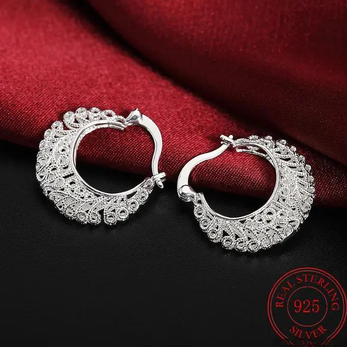 Petites boucles d'oreilles créoles en argent regardé 925 pour femmes