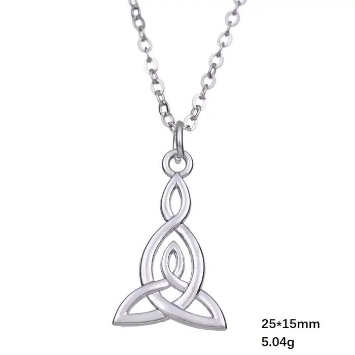 Skyrim-Collier pendentif géométrique noeud d'amour celtique pour femme, argent antique, triquetra, collier JONecklace, amulette, cadeau bijoux