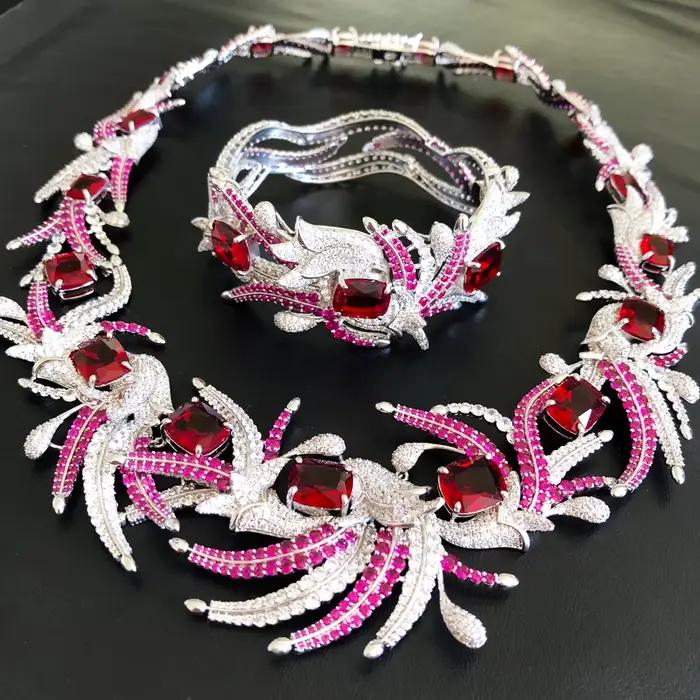 Ensemble de bijoux Missvikki en plaqué platine avec zircone cubique pour mariage nigérian et occasions spéciales femmes