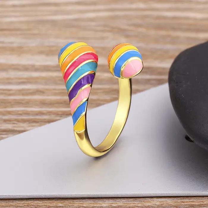 Nidin nouvelle mode bohême coloré éternité bague pour les femmes fiançailles mariage arc-en-ciel couleur classique bagues bijoux