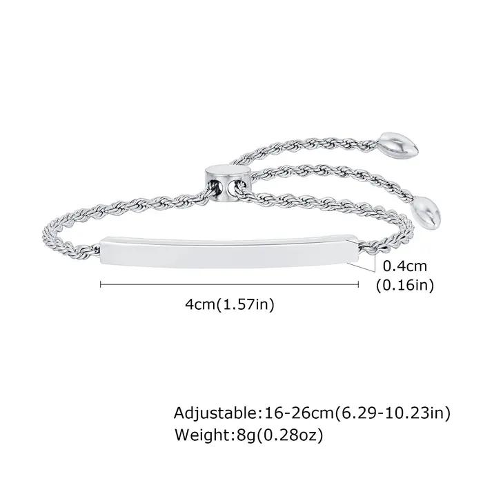 Bracelet personnalisable en acier inoxydable pour femmes avec nom et date gravés cadeau occasion spéciale torsadé ajustable