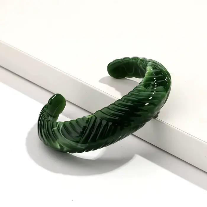 Bracelet à manchette large en acrylique à paillettes colorées pour femmes, rétro, rond en résine, ou