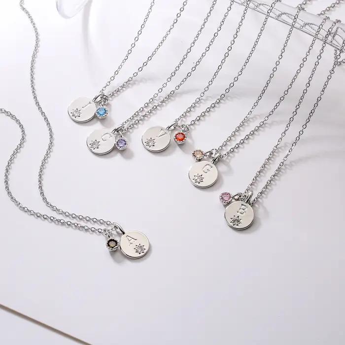 Collier pendentif en laiton plaqué or 18 carats avec 26 lettres pour gravure personnelle bijou cadeau femme occasions spéciales