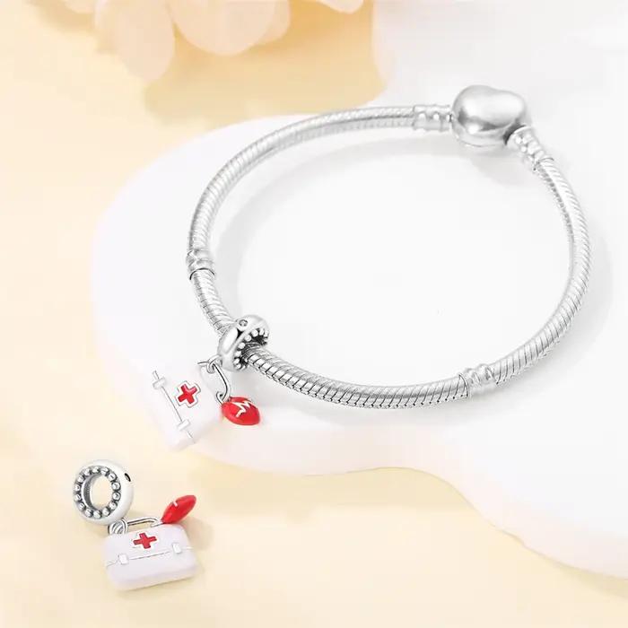 925 argent ajustement 925 Bracelets originaux symbole de musique plaque de dessin boîte à médicaments série carrière breloques perles pour bijoux à bricoler soi-même