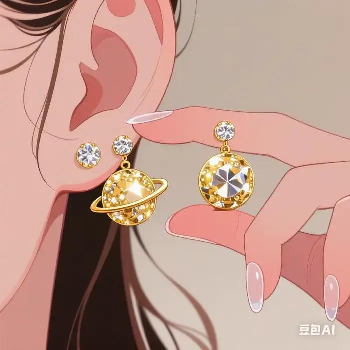 Ensemble de bijoux de luxe Saturn Fashion NANA VIVI - Ensemble classique polyvalent de bague, boucles d'oreilles, bracelet et collier pour femmes