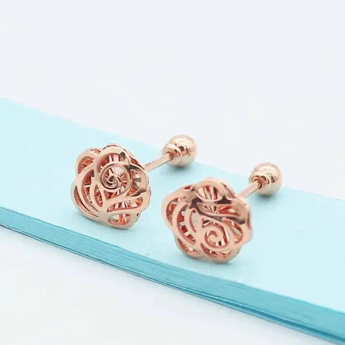 Boucles d'oreilles à fleurs géométriques plaquées or violet 14K pour femmes