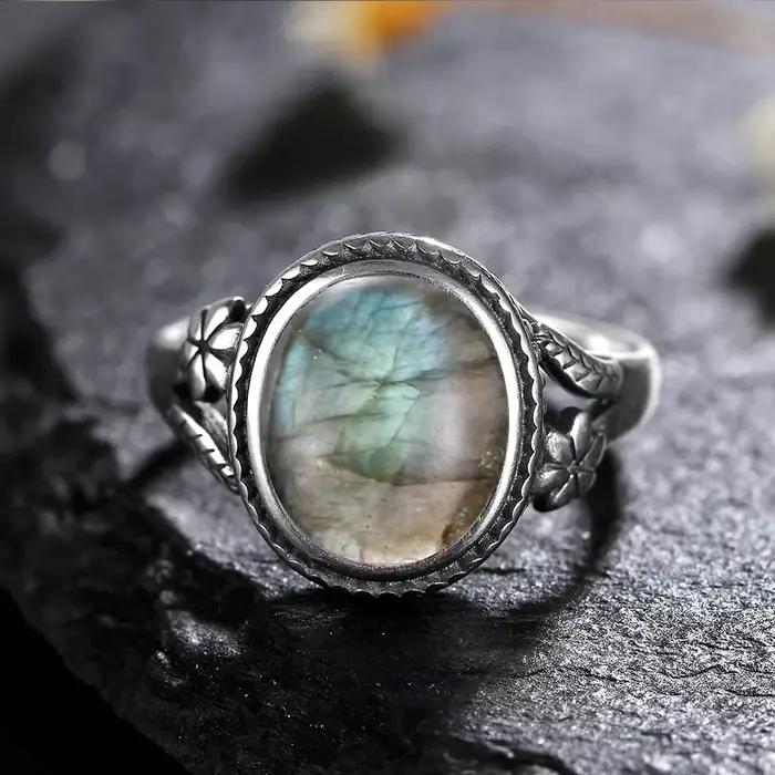 Vinatge bague en argent Bijoux féminins pierre de lune naturelle oeil de tigre anneaux personnalisés