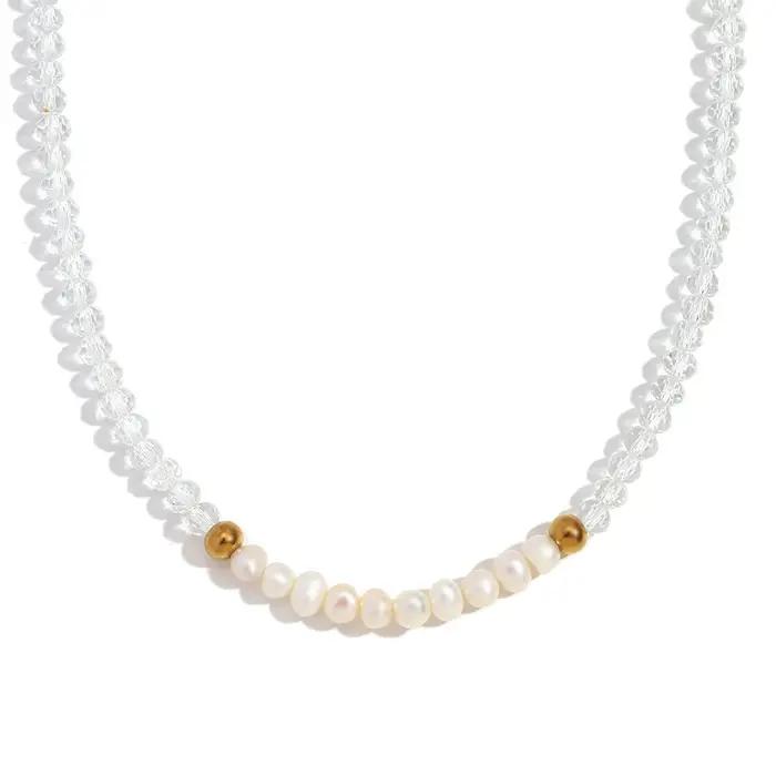 E.B.belle-Collier fait main en cristal taillé de perles d'eau douce