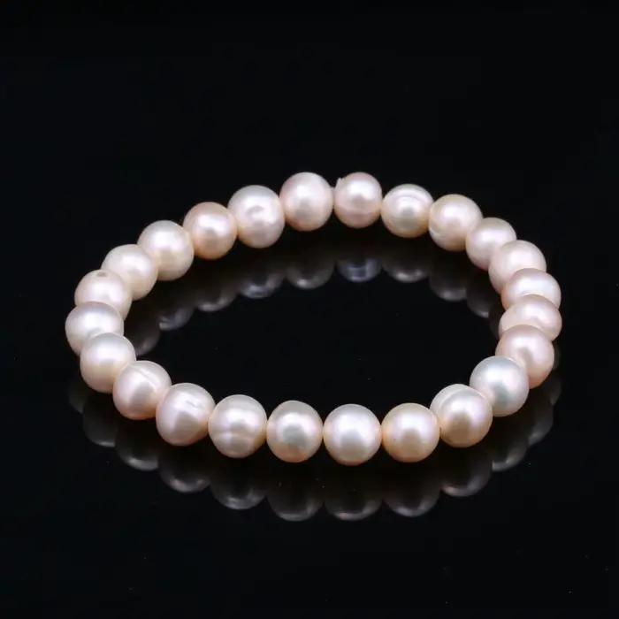 Bracelet de Perles d'Eau Douce pour Femme, Nouveaux Bijoux Fins, Cadeaux, 7-8mm