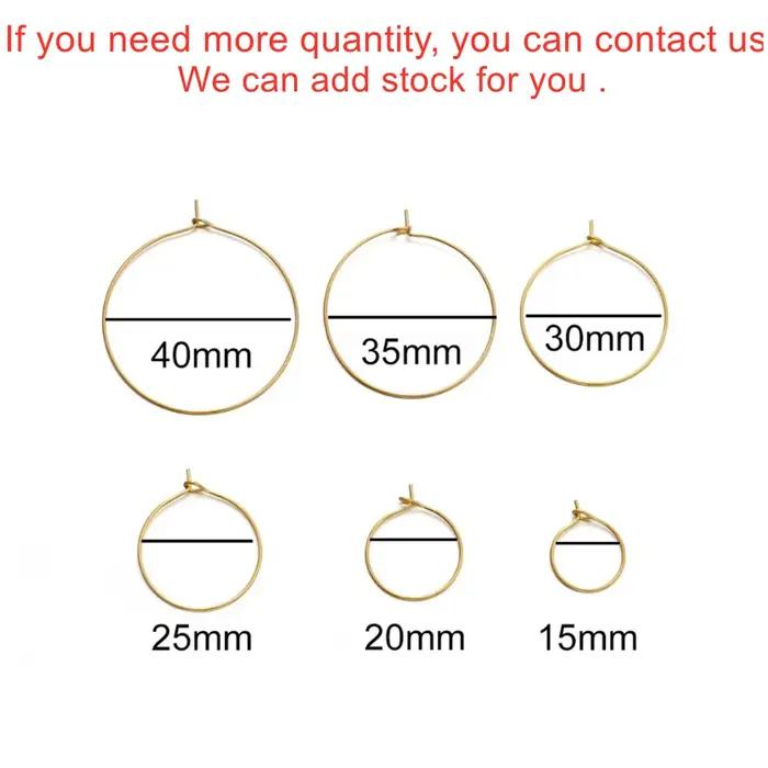 Boucles d'oreilles en fil de grand cercle en acier inoxydable doré