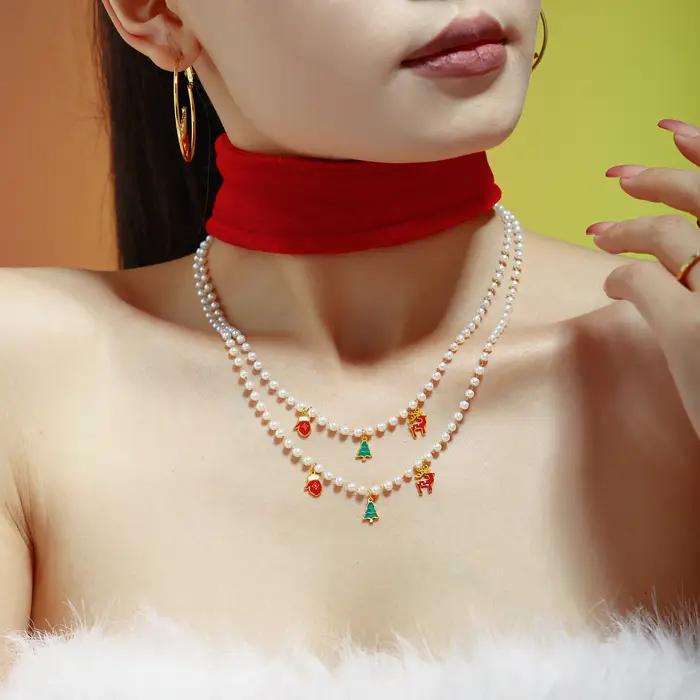 Colliers et bracelets en forme de cerf de Noël pour femmes