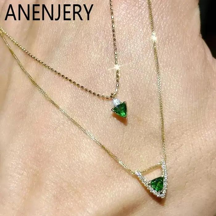 ANENJERY – collier avec pendentif Triangle en Zircon pour femmes
