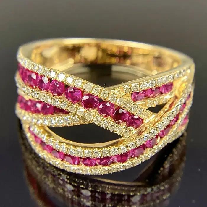 Huitan – magnifique bague croisée couleur or pour femmes