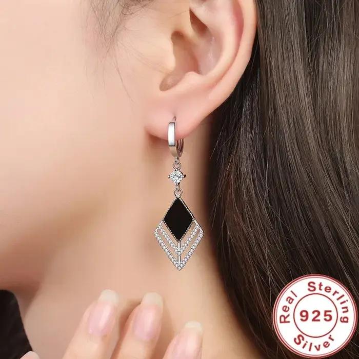 Boucles d'oreilles longues en argent Sterling 925