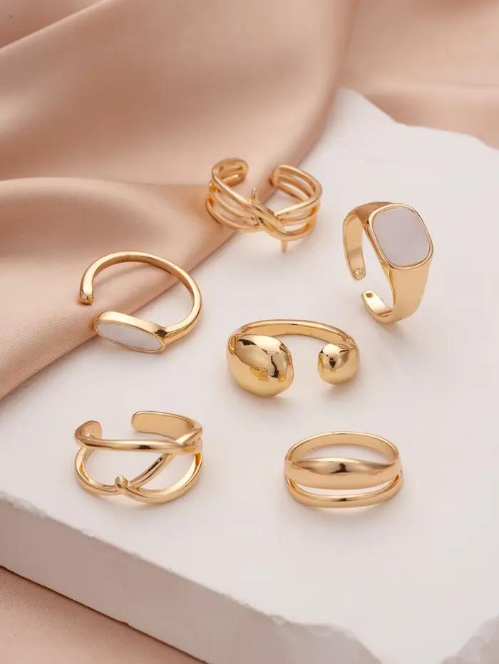Bagues en fausses perles plaquées or, design empilable minimaliste pour femmes, bijoux de fête quotidienne