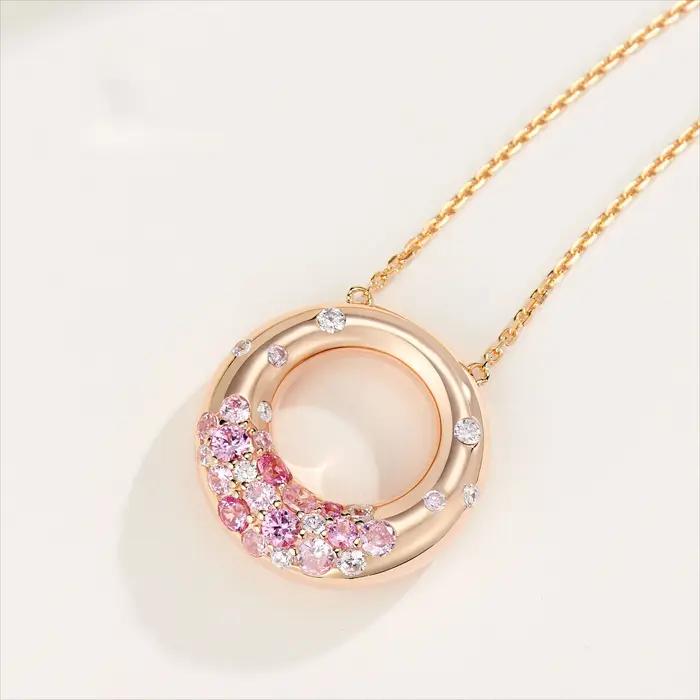 Collier beignet en argent 925 serti de zirconium brillant élégant à offrir pour femmes occasions spéciales soirée anniversaire mariage