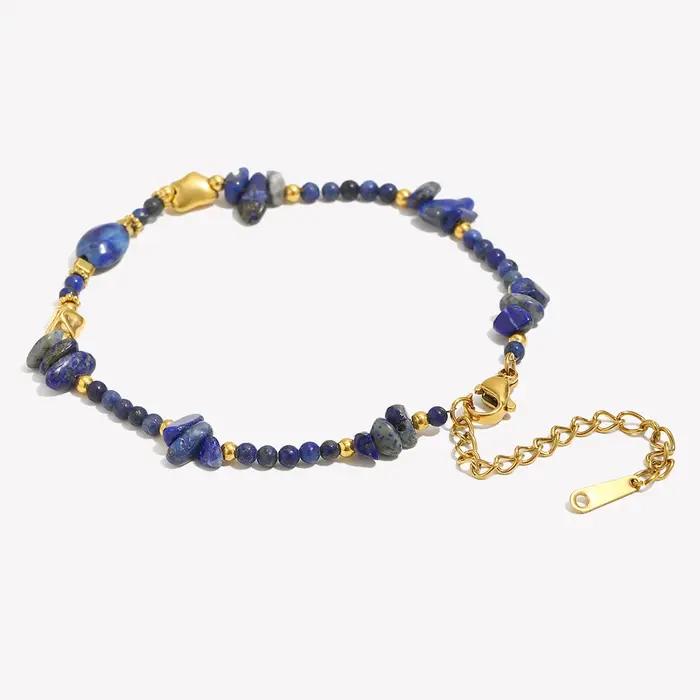 E.B.belle – Bracelet de perles en pierre naturelle bleue irrégulière pour femmes