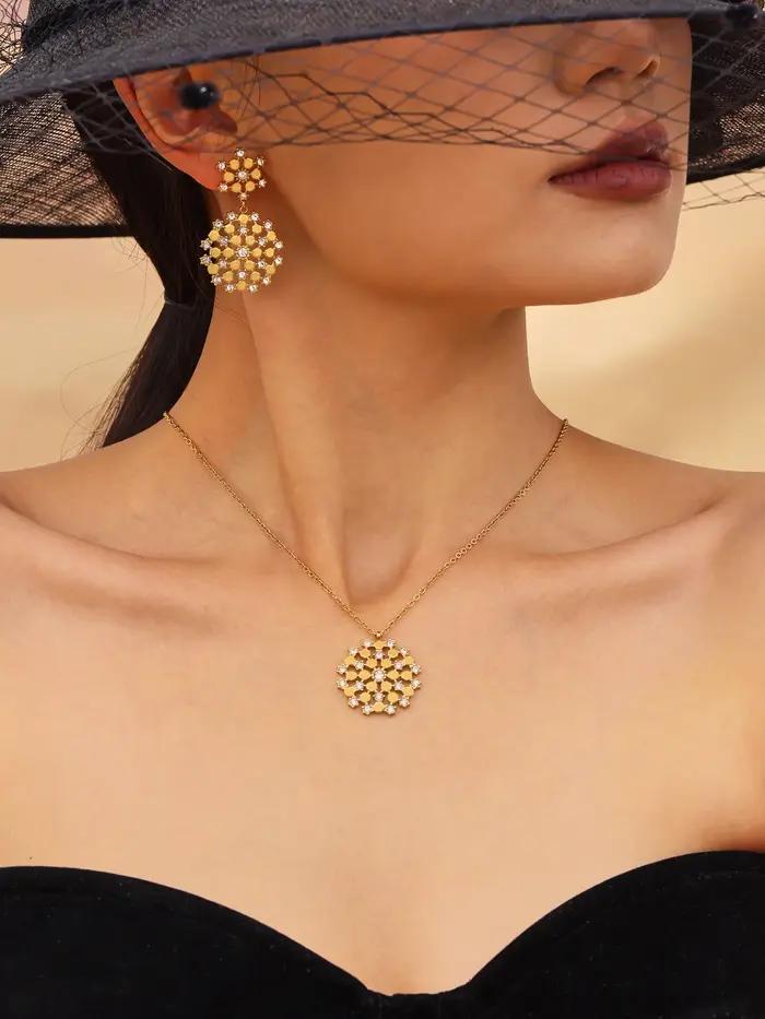 Ensembles de bijoux en acier inoxydable plaqué or avec pierres précieuses de Bohême pour femmes occasions spéciales
