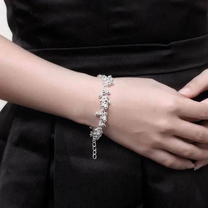 Bracelet en Argent Sterling 925 avec Breloques et Perles